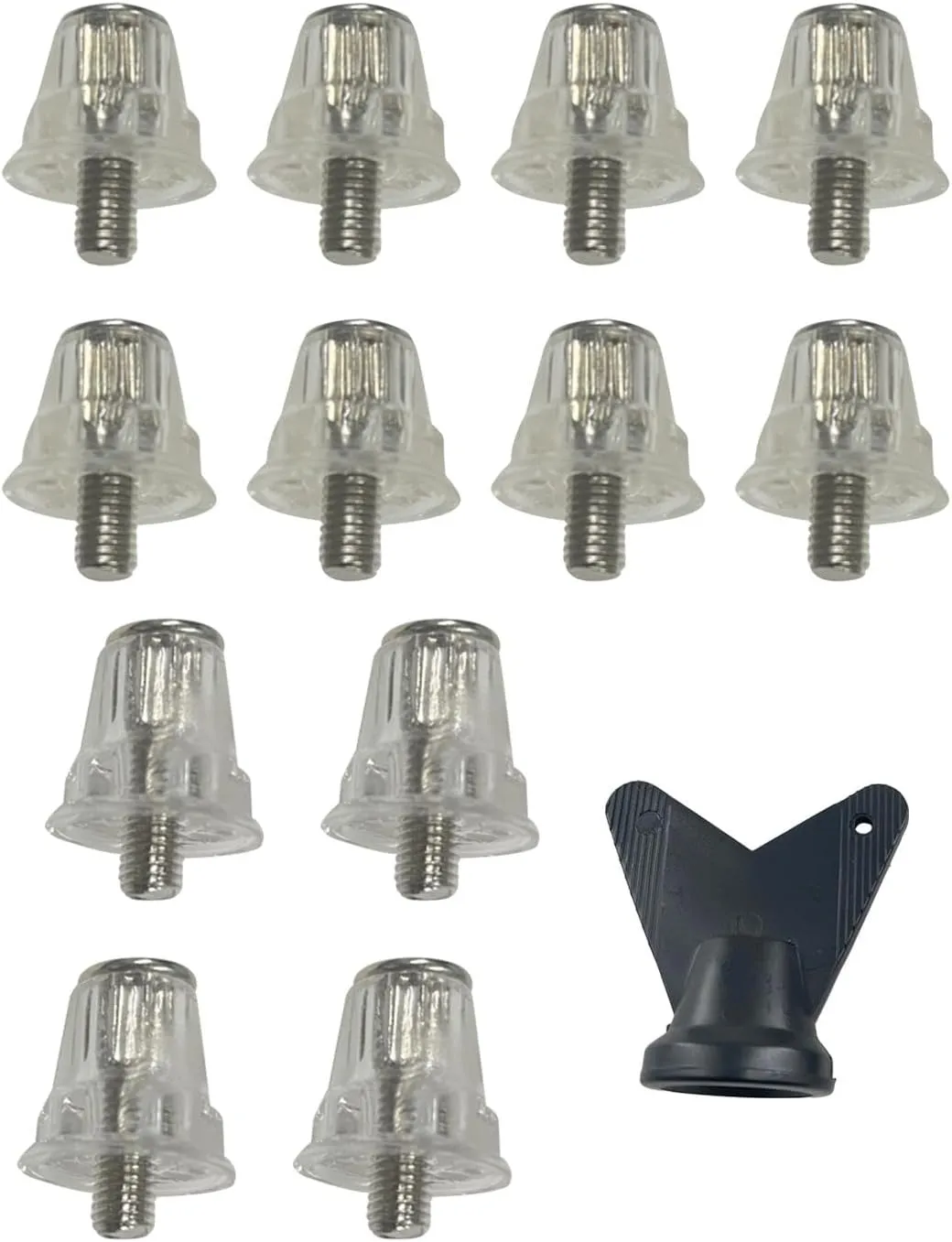 12-Pack Plastic Football Boot Studs with Wrench  15mm & 18mm Conical Spikes for Soccer/Rugby Cleats, M5 Thread Nylon Studs for Firm Ground
