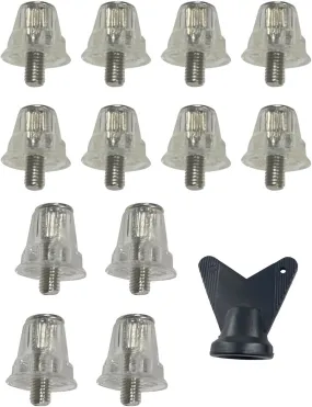 12-Pack Plastic Football Boot Studs with Wrench  15mm & 18mm Conical Spikes for Soccer/Rugby Cleats, M5 Thread Nylon Studs for Firm Ground