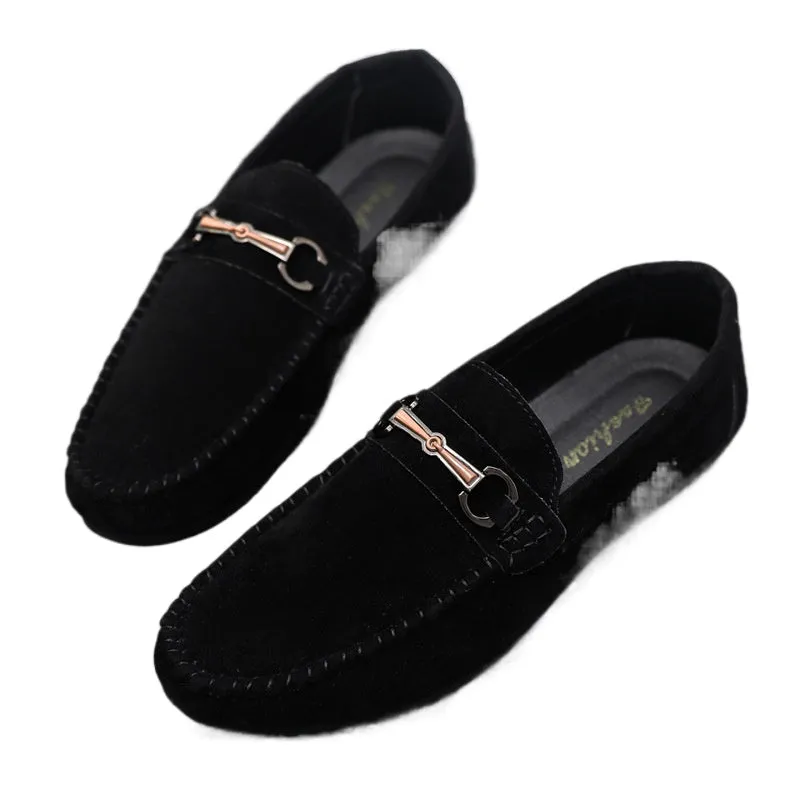 British boys' men's shoes soft sole leather surface men's loafer beanie shoes men's platform summer spirit guy dress resistance