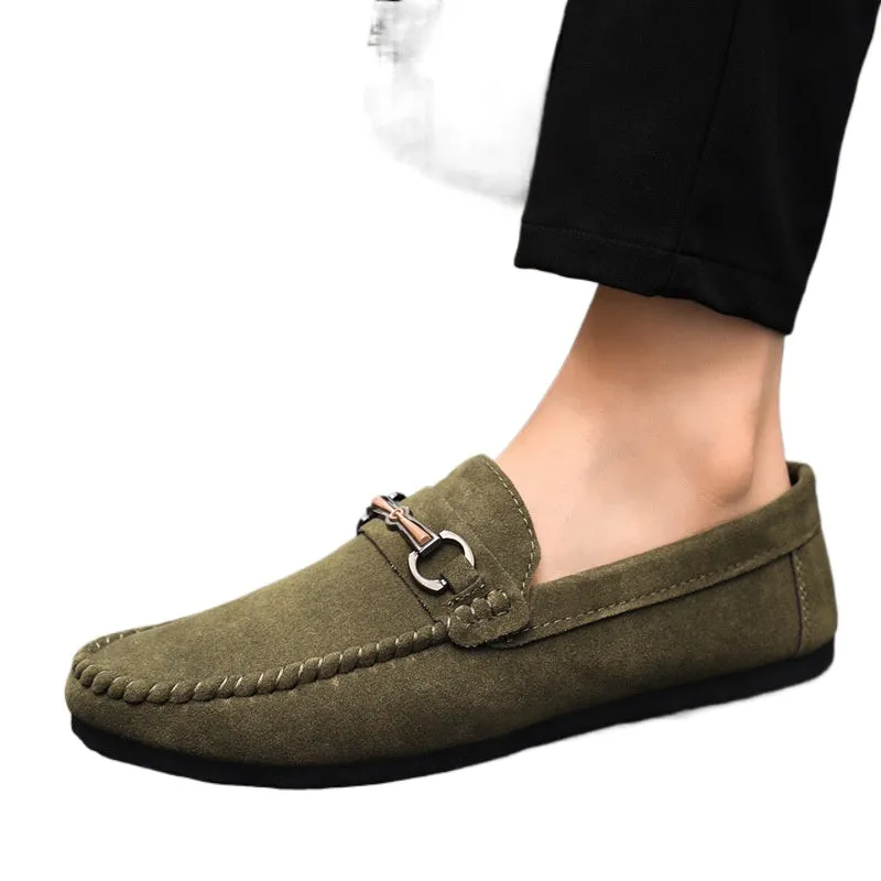 British boys' men's shoes soft sole leather surface men's loafer beanie shoes men's platform summer spirit guy dress resistance