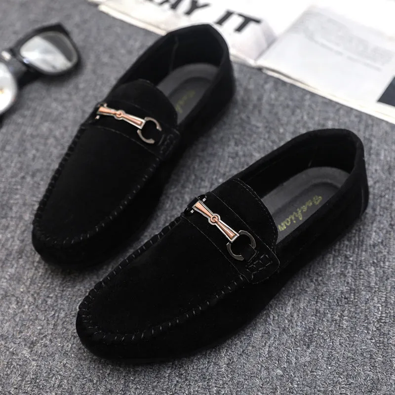British boys' men's shoes soft sole leather surface men's loafer beanie shoes men's platform summer spirit guy dress resistance