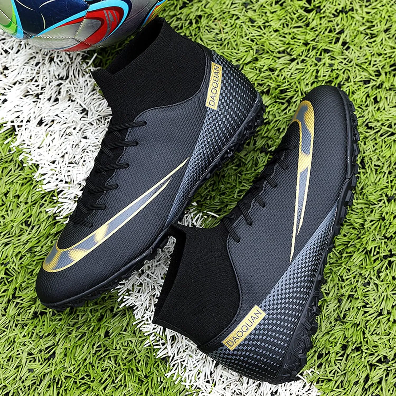 CERYTHRINA Mens Athletic Soccer Boots Kids High-Top Cleats Football Soccer Shoe Outdoor Professional Turf Non-Slip Competition Trainings Sneaker