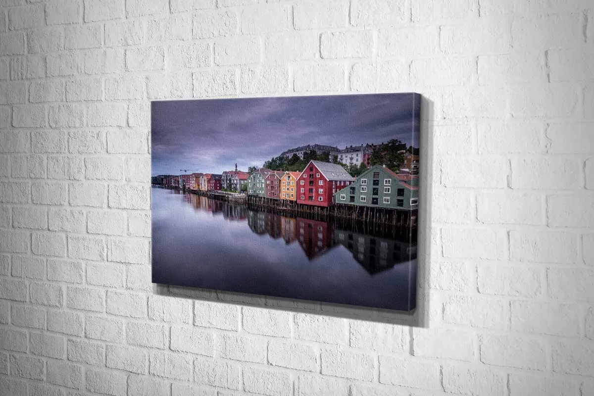 Coloured Houses, Norway | Canvas Wall Art Print