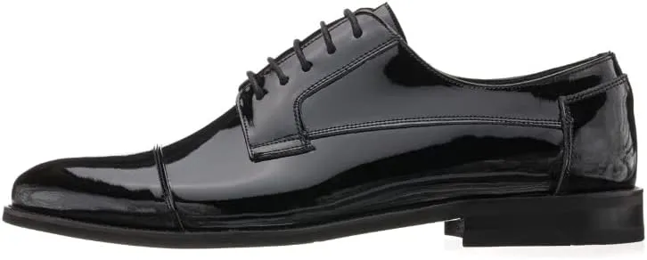 DALGALA Men's Black Patent Leather Big Size Handmade Captoe Formal Dress Shoes