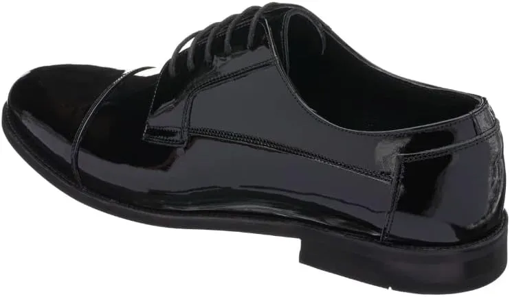 DALGALA Men's Black Patent Leather Big Size Handmade Captoe Formal Dress Shoes