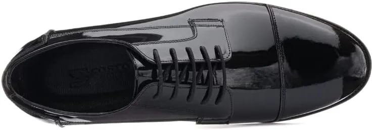 DALGALA Men's Black Patent Leather Big Size Handmade Captoe Formal Dress Shoes