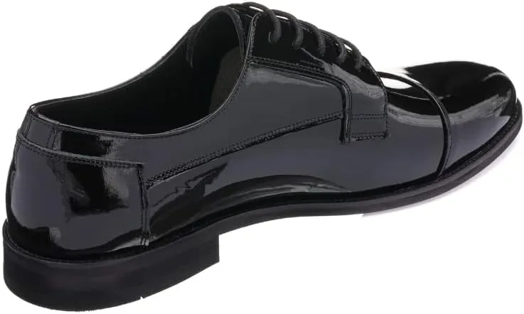 DALGALA Men's Black Patent Leather Big Size Handmade Captoe Formal Dress Shoes