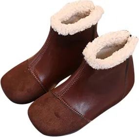 Fashion Winter Children Boots Boys and Girls Ankle Boots Flat Bottom Flat Heel Round Toe Solid Toddler Rain Boots Size 6