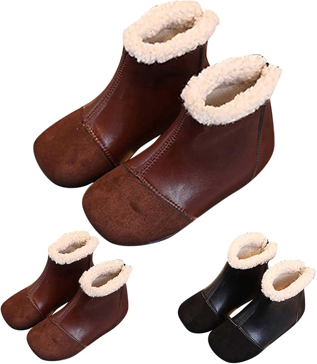 Fashion Winter Children Boots Boys and Girls Ankle Boots Flat Bottom Flat Heel Round Toe Solid Toddler Rain Boots Size 6
