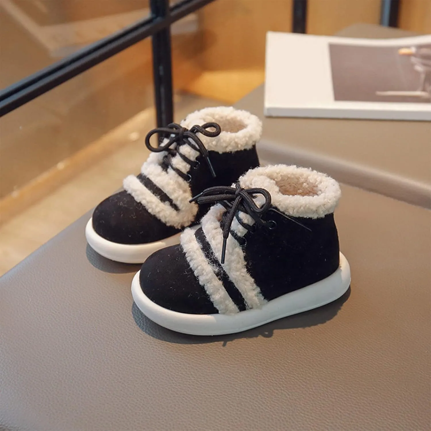 Fashion Winter Children Boots Boys and Girls Flat Ankle Boots High Top Cotton Wool for Warmth and Kid Girl Winter Boots