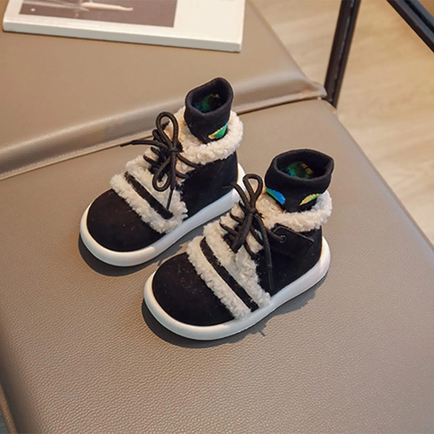 Fashion Winter Children Boots Boys and Girls Flat Ankle Boots High Top Cotton Wool for Warmth and Kid Girl Winter Boots