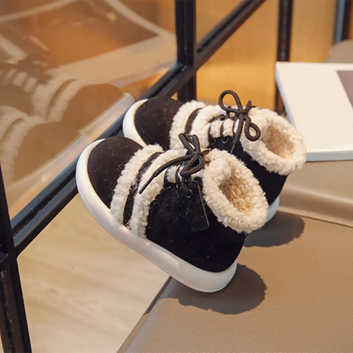 Fashion Winter Children Boots Boys and Girls Flat Ankle Boots High Top Cotton Wool for Warmth and Kid Girl Winter Boots