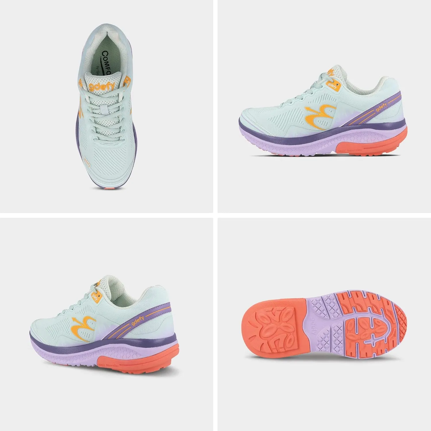G-DEFY Mighty Walk Women’s Orthopedic Walking Shoe | VersoShock Technology for Pain Associated with Running | Prolonged Standing | Arch Support | Diabetic Shoes | Wide Shoes | Free Custom Orthotic