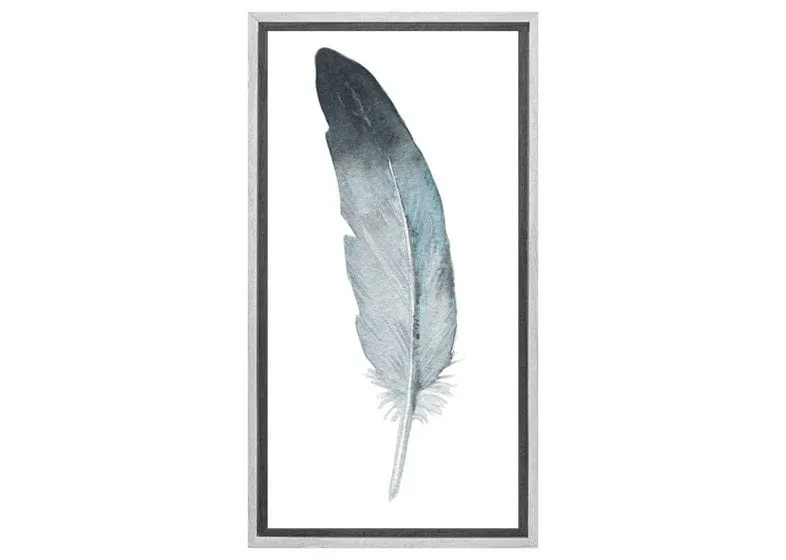 Grey Black Feather | Watercolour Print | Wall Art Decor