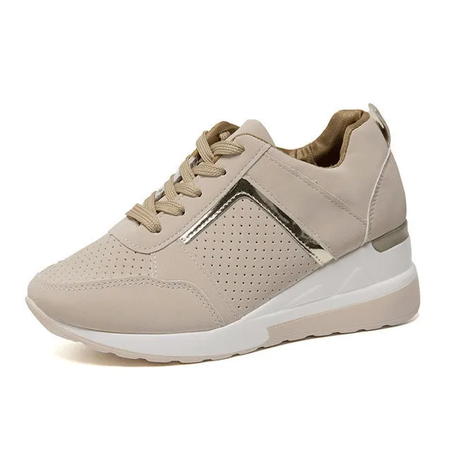 Groovywish Women Orthopedic Sneakers Lace-up Wedge Sport Design
