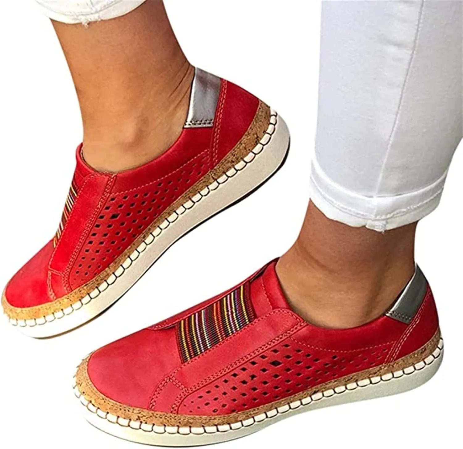 Lausiuoe Shoes For Women Dressy Flats Loafers Fashion Canvas Shoes Lightweight Casual Comfortable Walking Slip On Sneakers