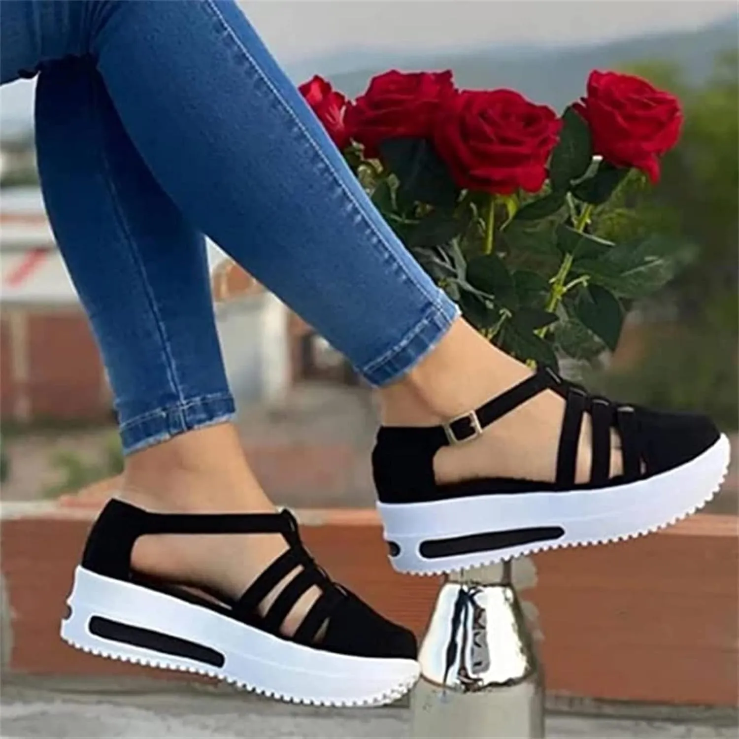 Lausiuoe Sneakers For Women Platform Slip On Canvas Shoes Low Top Non Slip Fashion Casual Comfortable Walking Flat Loafers