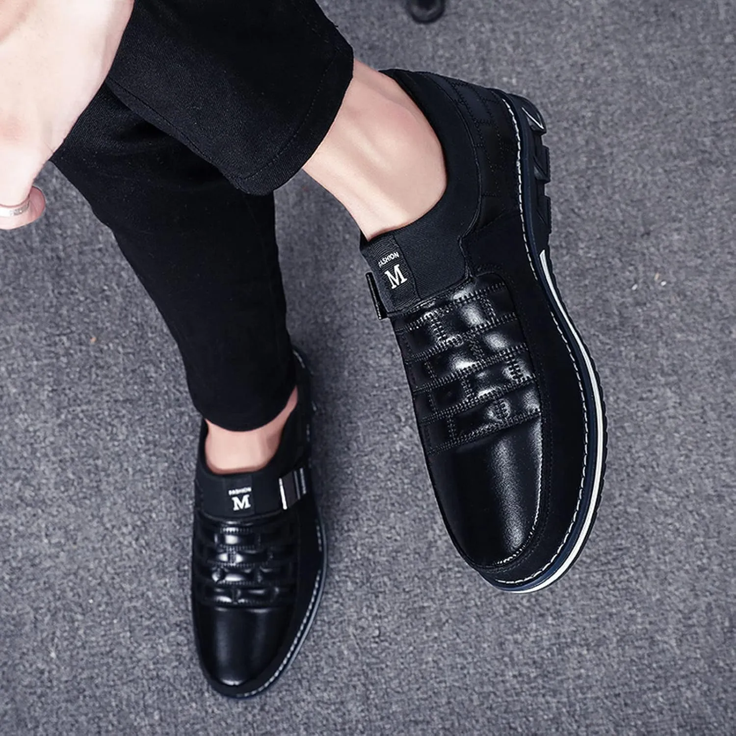 Meidiastra Men Casual Shoes Fashion Walking Shoes Loafers Casual Business Leather Shoes Flat Driving Shoes Dress Sneakers for Male