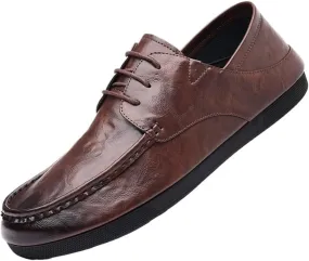 Men's Classic Leather Dress Shoes Casual Lace-Up Non-Slip Softsole Genuine Leather Dress Weddings and Business Brogue Tuxedo Shoes