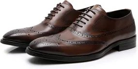 Men's Dress Shoes Lace Up Formal Oxford Modern Formal Oxford Casual Shoes Comfortable Wedding Shoes Non Slip Business Shoes,Brown,8US/41EU