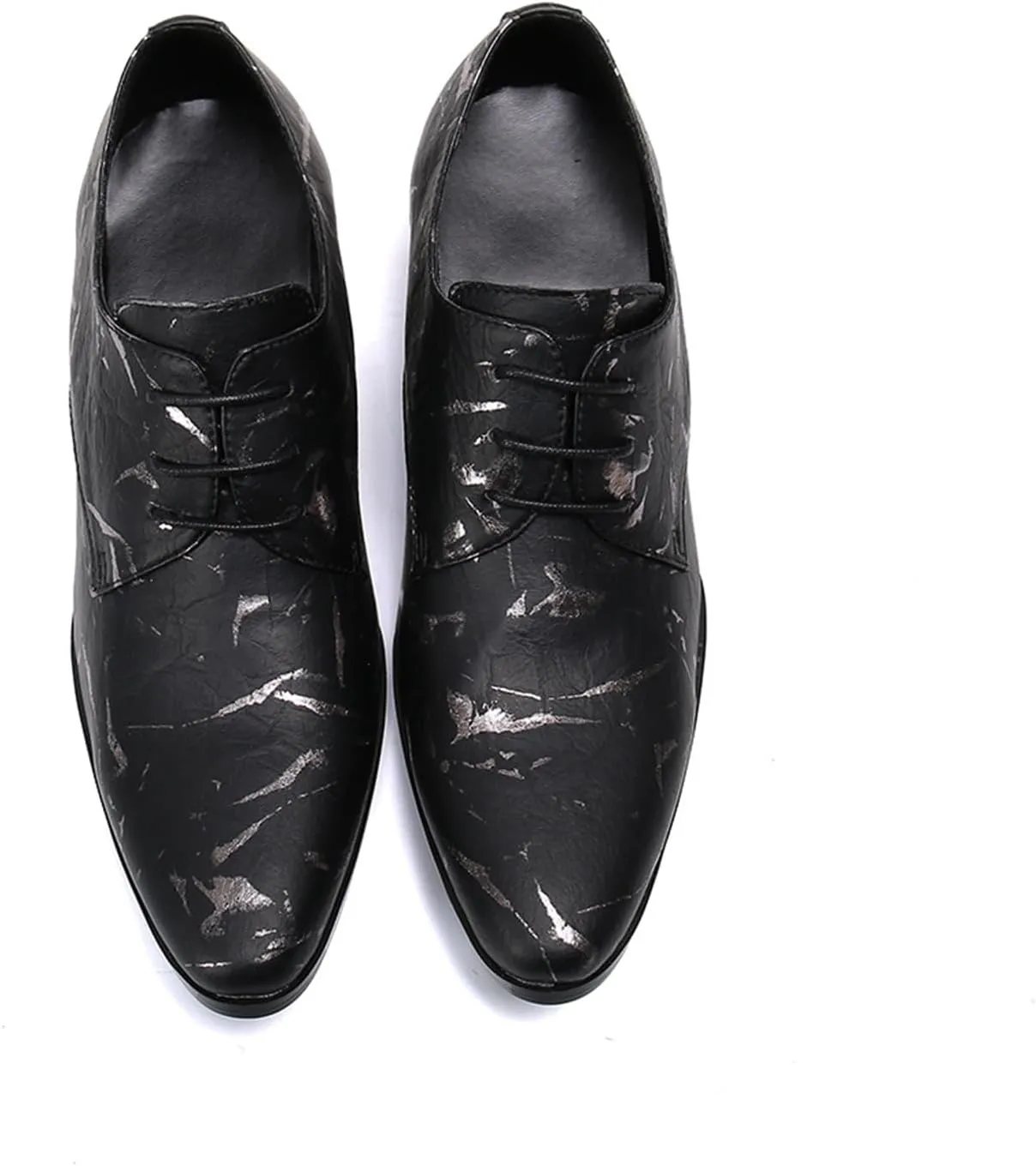 Men's Leather Shoes, Lace-Up 6 Cm Heighten Dress Shoes Genuine Leather Large Size Low Top Pointed Toe Formal Suit Shoes Breathable Casual Shoes