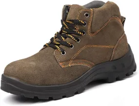 Safety Shoes for Men Women Steel Toe Cap Trainers Lightweight Puncture Proof Work Shoes Breathable Safety Sneakers (Color : Brown, Size : 4.5 US)