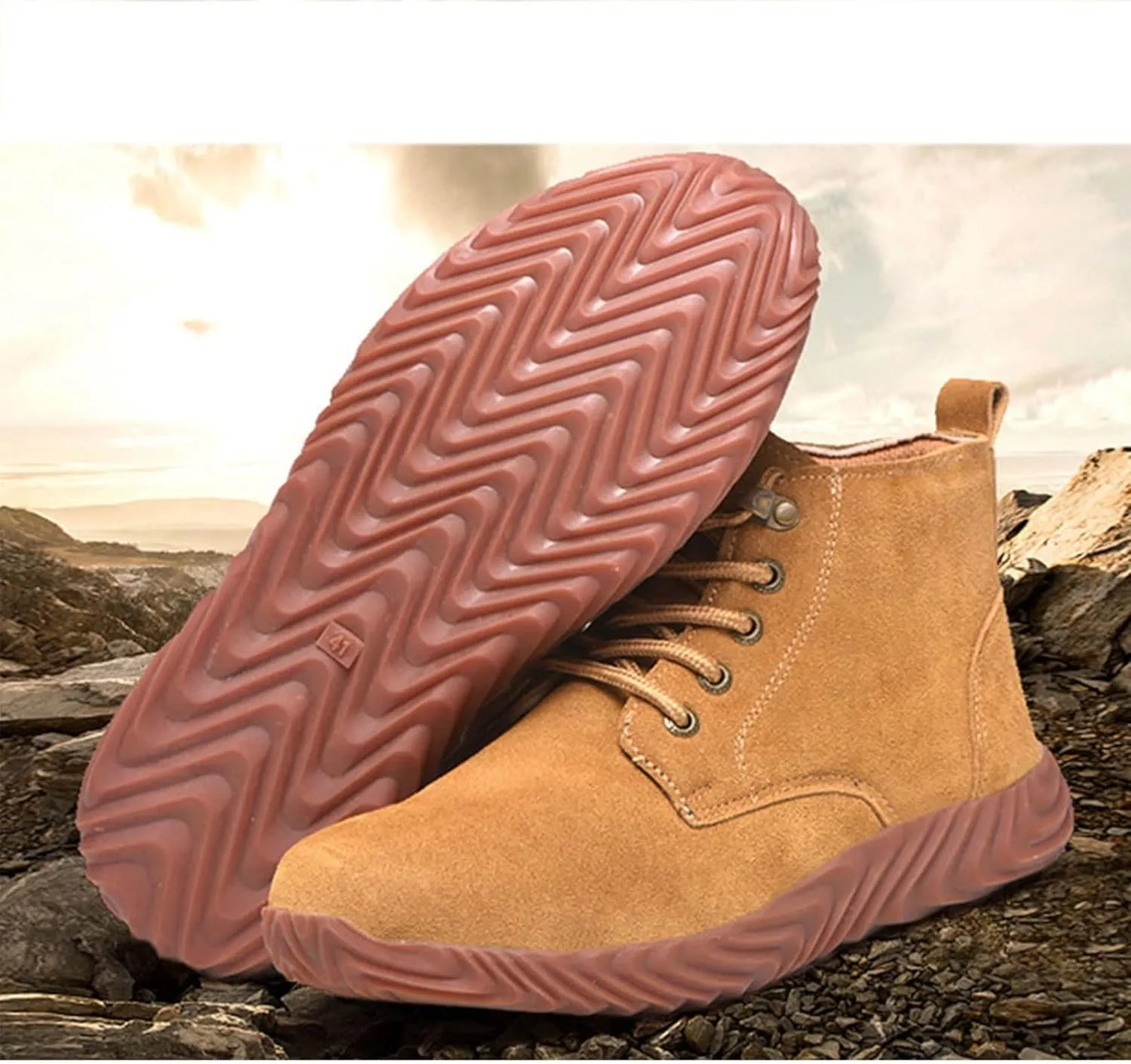 Safety Shoes Men Womens Steel Toe Cap Trainers Mens Womens Lightweight Breathable Safety Industrial Work Sneaker Anti- Smashing Anti-Puncture (Color : Brown, Size : 5.5 US)