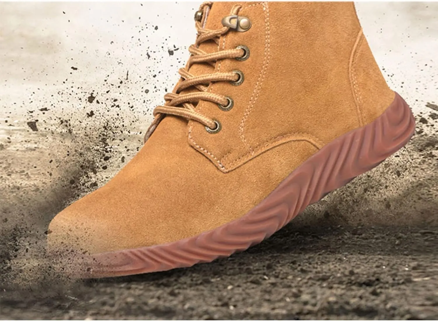 Safety Shoes Men Womens Steel Toe Cap Trainers Mens Womens Lightweight Breathable Safety Industrial Work Sneaker Anti- Smashing Anti-Puncture (Color : Brown, Size : 5.5 US)