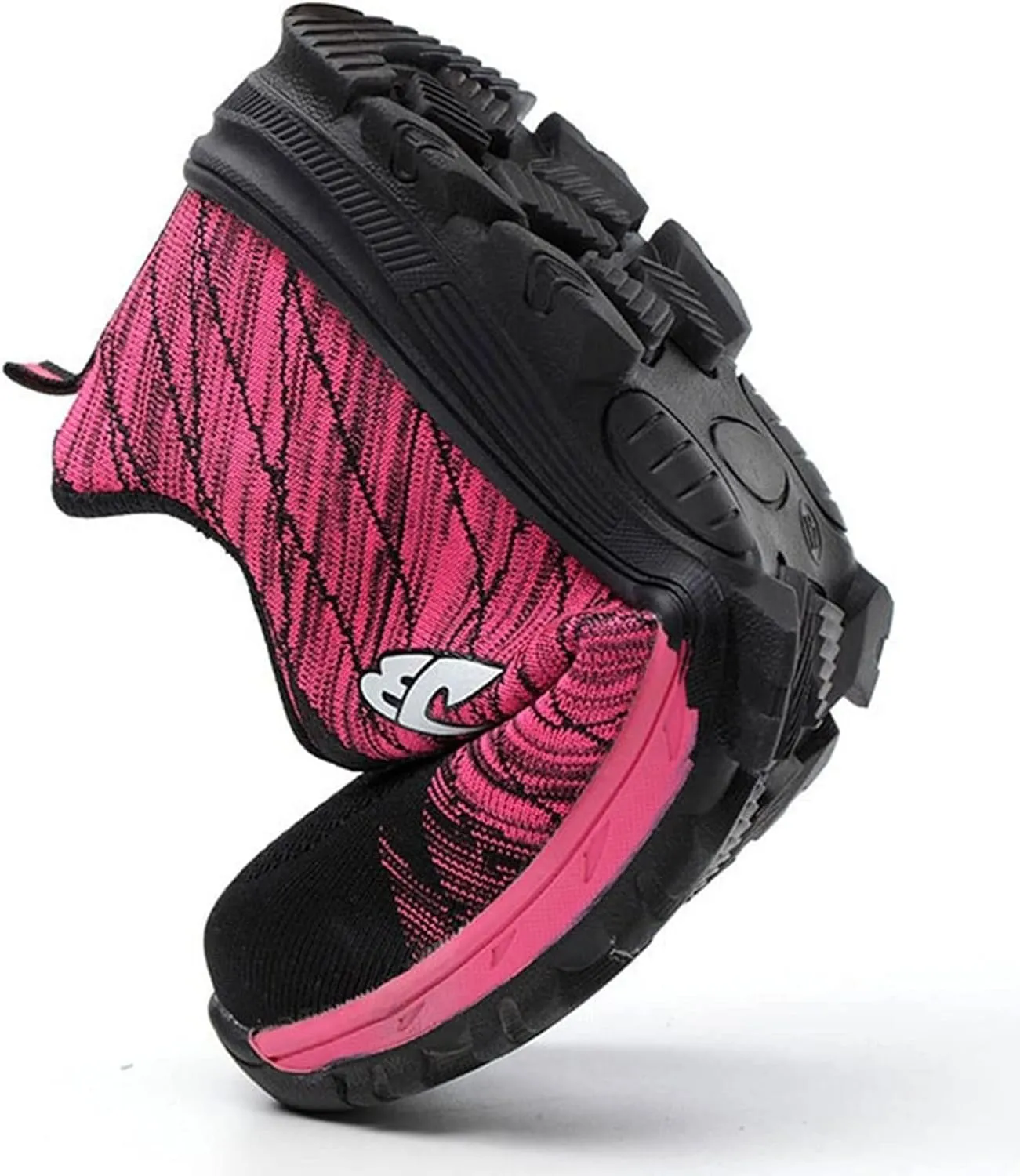 Safety Shoes Unisex Men Safety Trainers Women Steel Toe Cap Breathable Protective Work Shoes (Color : Pink, Size : 9 US)