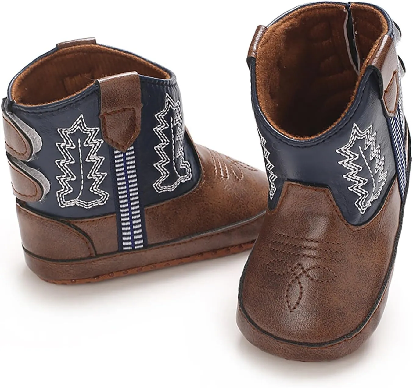 Toddler Infant Leather Soft Sole Cowboy Boots for Baby Boys Girls Newborn Prewalker Non Slip Shoes with Embroidery