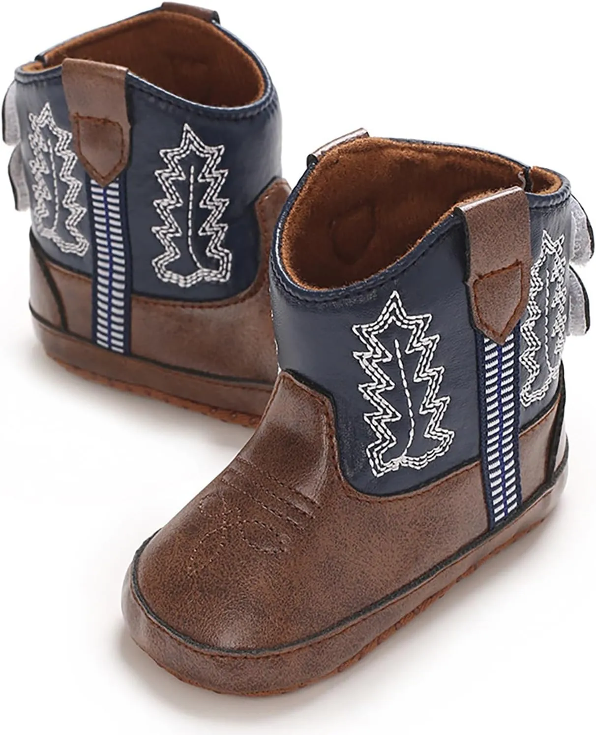 Toddler Infant Leather Soft Sole Cowboy Boots for Baby Boys Girls Newborn Prewalker Non Slip Shoes with Embroidery