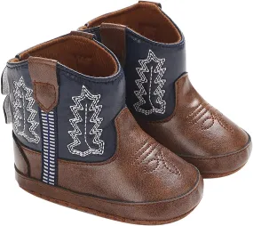 Toddler Infant Leather Soft Sole Cowboy Boots for Baby Boys Girls Newborn Prewalker Non Slip Shoes with Embroidery