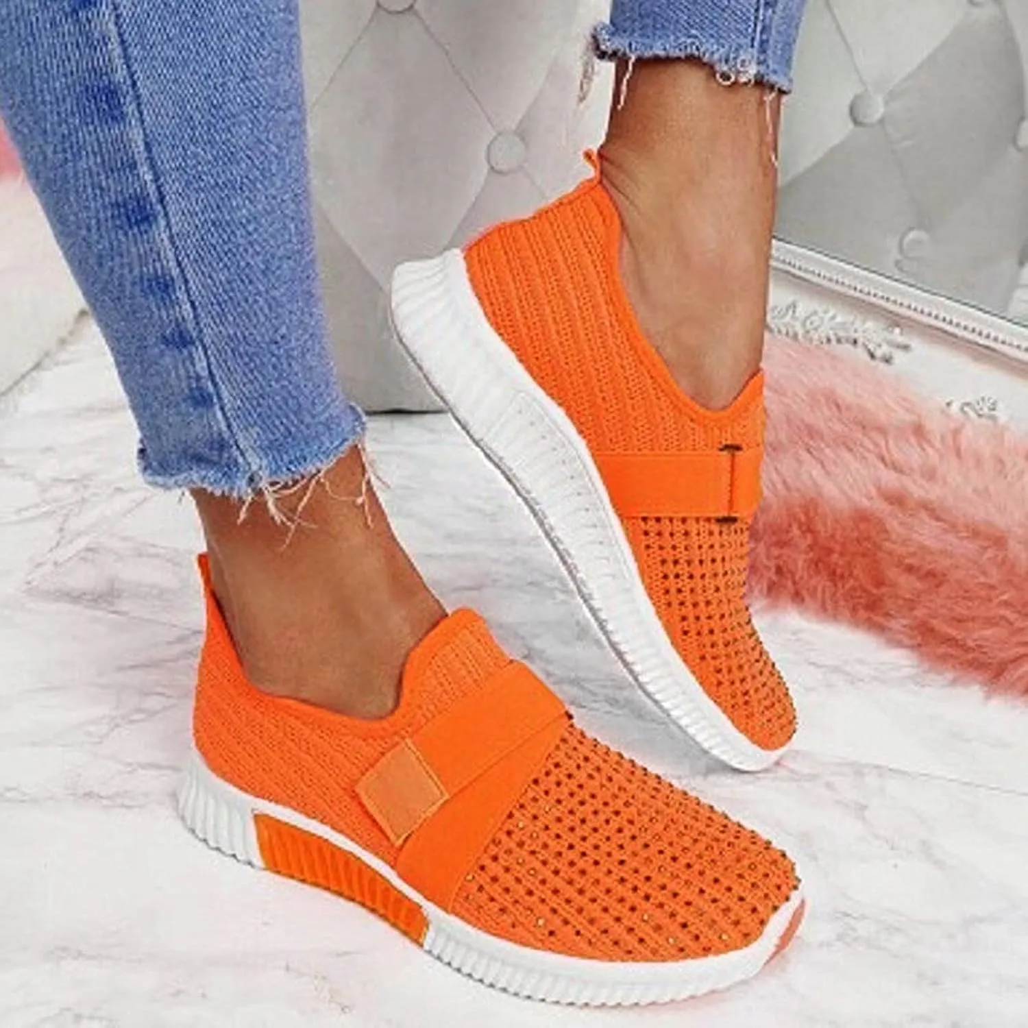 Women's Fashion Sneaker Mesh Slip On Black Non Slip Shoes for Women Comfortable Waterproof Shoes for Women Walking Fall Shoes for Women 2024 Loafers Black Sneakers for Men