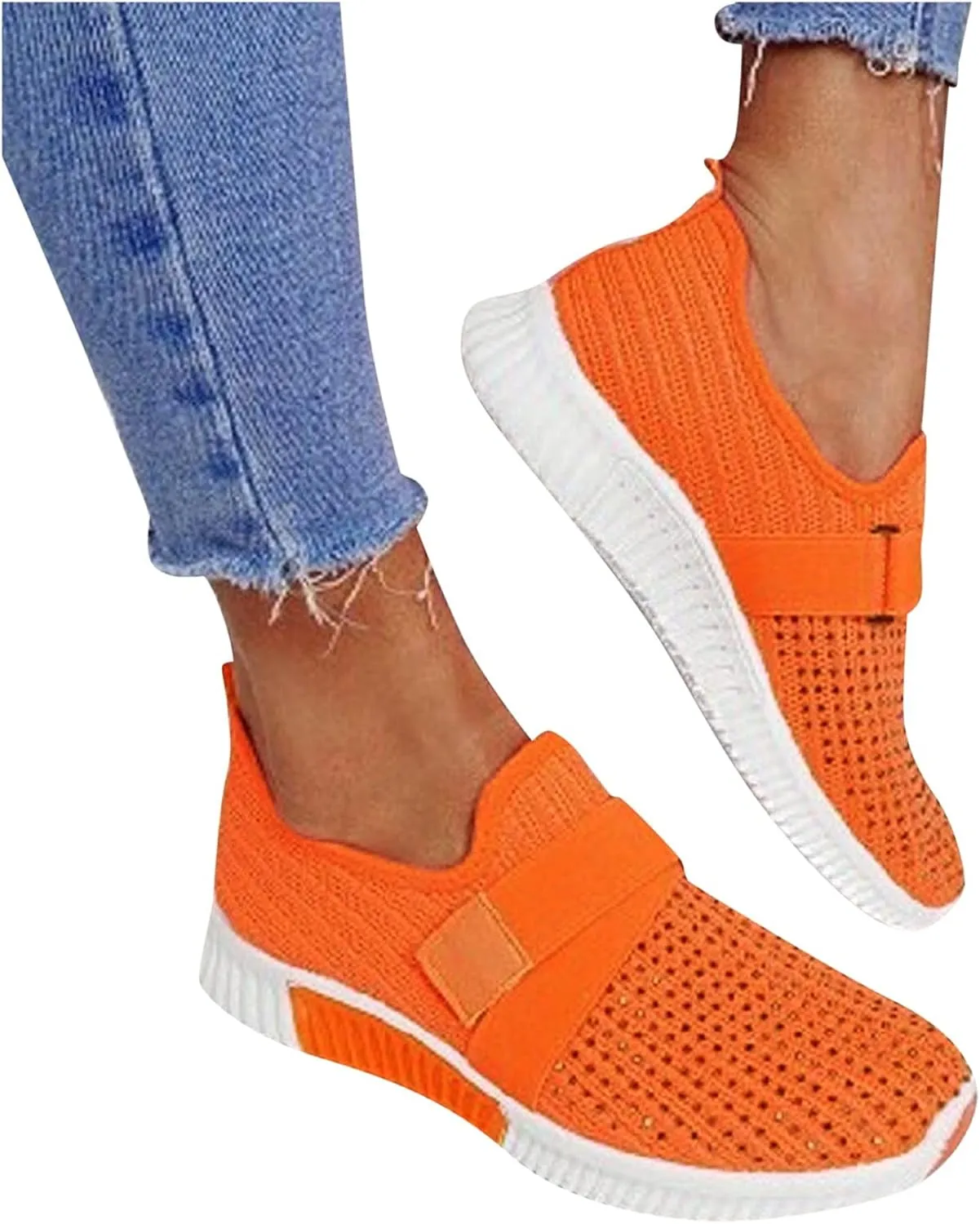 Women's Fashion Sneaker Mesh Slip On Black Non Slip Shoes for Women Comfortable Waterproof Shoes for Women Walking Fall Shoes for Women 2024 Loafers Black Sneakers for Men