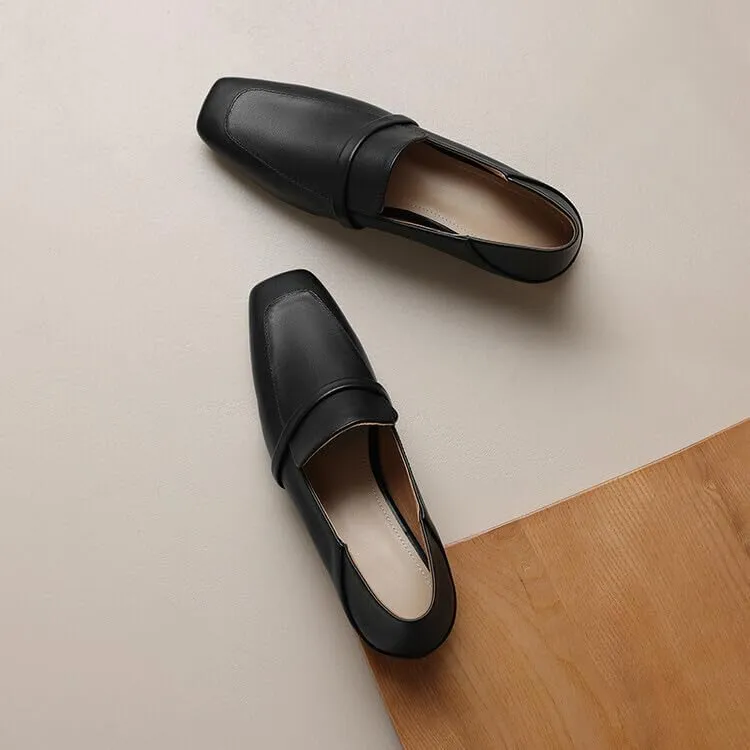 Women's Loafer Flat Dress Shoes Penny Leather Business Casual Shoes Dressy Office Work Slip on Black 0.7 Inch