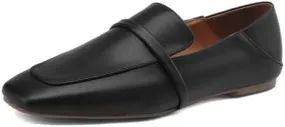 Women's Loafer Flat Dress Shoes Penny Leather Business Casual Shoes Dressy Office Work Slip on Black 0.7 Inch