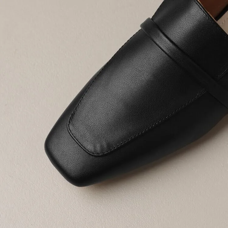 Women's Loafer Flat Dress Shoes Penny Leather Business Casual Shoes Dressy Office Work Slip on Black 0.7 Inch