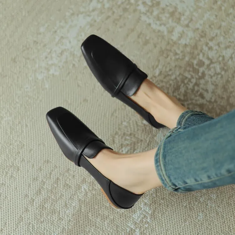 Women's Loafer Flat Dress Shoes Penny Leather Business Casual Shoes Dressy Office Work Slip on Black 0.7 Inch