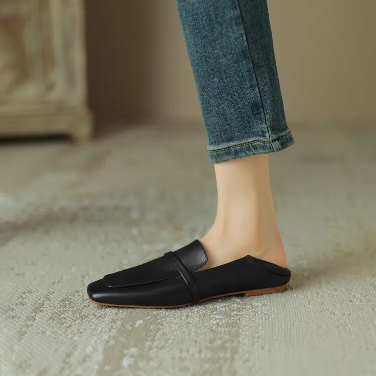 Women's Loafer Flat Dress Shoes Penny Leather Business Casual Shoes Dressy Office Work Slip on Black 0.7 Inch