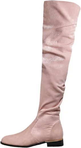 Women's Platform Over The Knee Thigh High Boots Chunky High Heels Square Toe Long Fall Y2K Boots Cowboy Side Zipper Rain