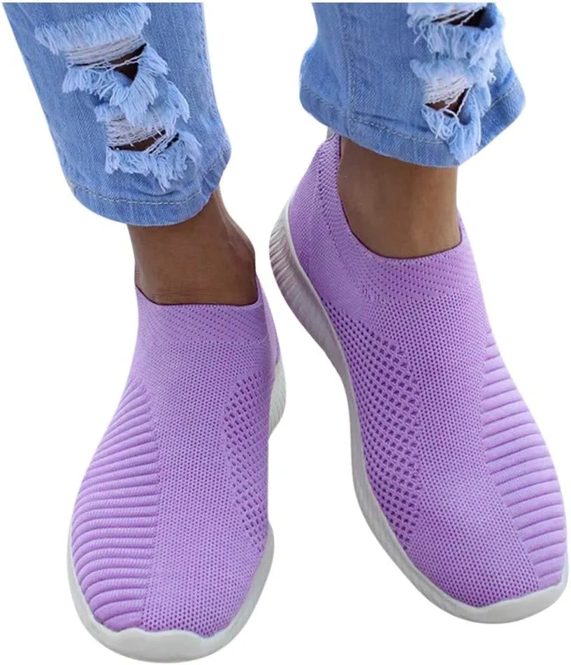 Women's Slip On Walking Shoes Running Comfortable Tennis Shoes Womens Lightweight Casual Work Shoes White Platform Sneakers Red Tennis Shoe White Loafers