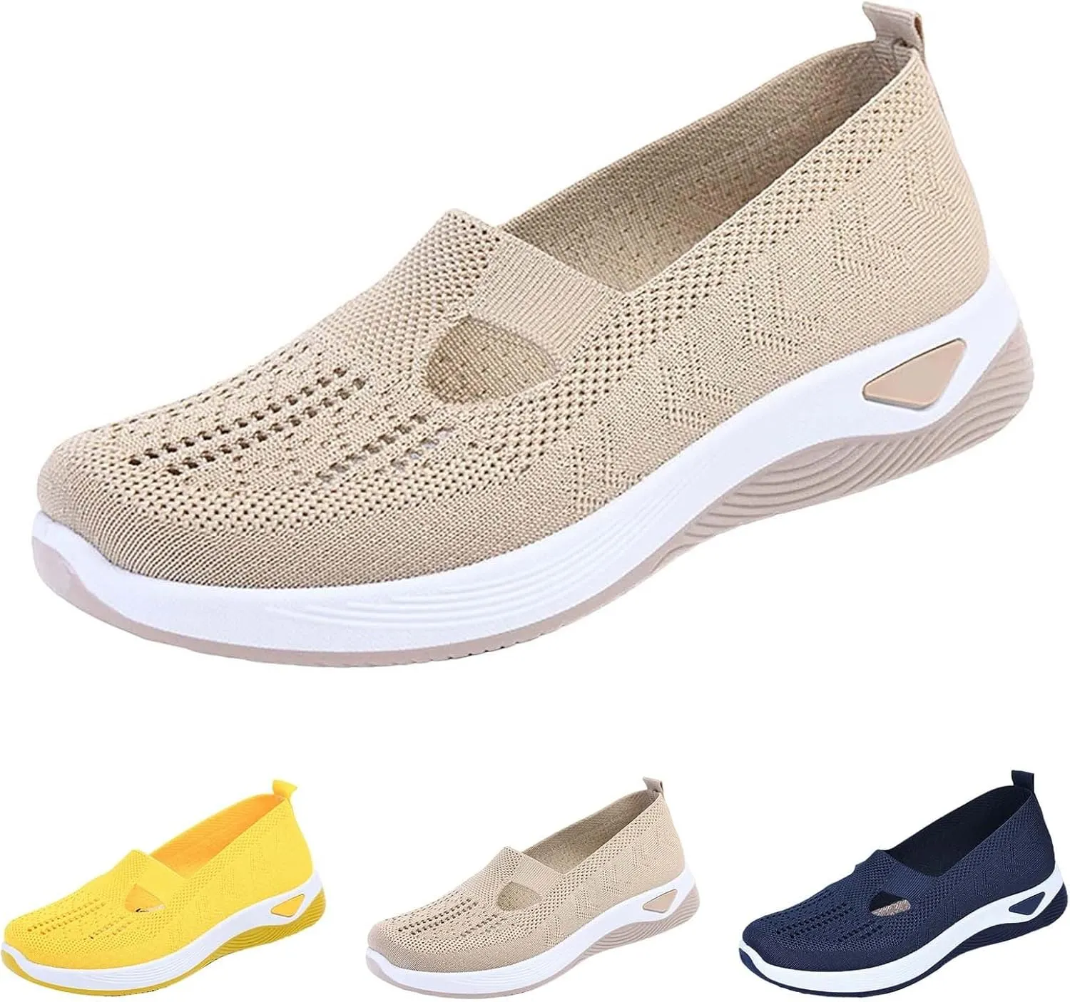 Women's Woven Orthopedic Breathable Soft Shoes Running Shoes for Women Wide Feet White Casual Shoes White Platform Sneakers Waterproof Tennis Shoe Trainers Shoe